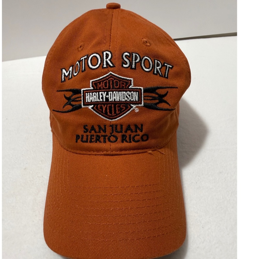 Harley-Davidson San Juan Puerto Rico Motor Sport Orange Hat Adjustable Biker